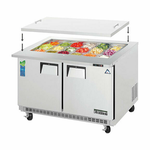 Everest Refrigeration EOTP2 47.5" W Two-Section Two Door Open Top Prep Table