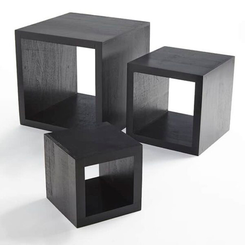 American Metalcraft RSB1 5" Sq. x 5" H Black Wood Riser Set