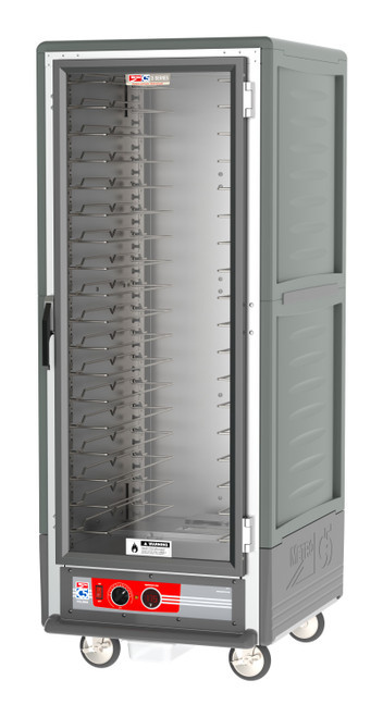 Metro C539-HLFC-U-GY C5 3 Series Gray Full-Size Insulated Low Wattage Heated Holding Cabinet with Clear Door and Universal Wire Slides - 120V