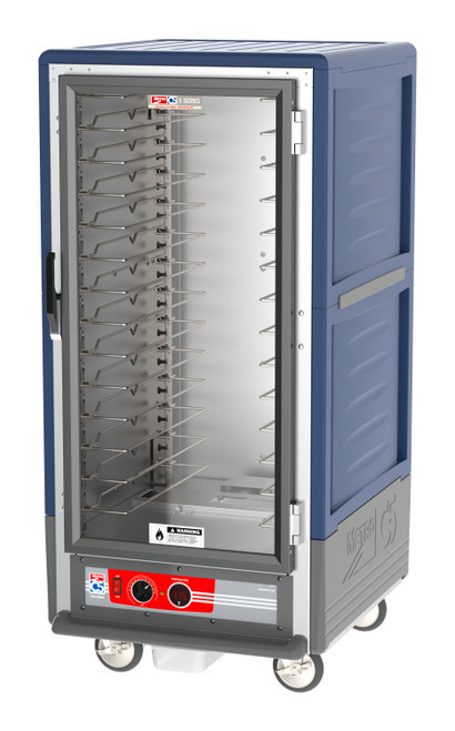 Metro C537-HLFC-U-BU C5 3 Series Blue 3/4-Size Insulated Low Wattage Heated Holding Cabinet with Clear Door and Universal Wire Slides - 120V