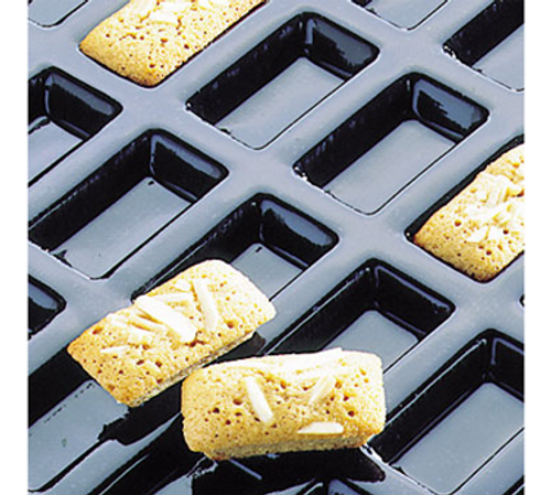 Matfer Bourgeat 336010 Flexipan Financiers Mold 2 Oz. Cap. 3-1/2"L x 1-7/8"W x 1/2"H Food Grade Silicone