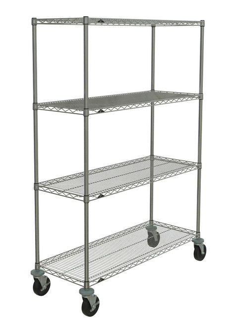 Metro N356BBR 48" W Super Erecta Brite Shelves & Chrome Plated Posts Super Erecta Stem Caster Cart Wire