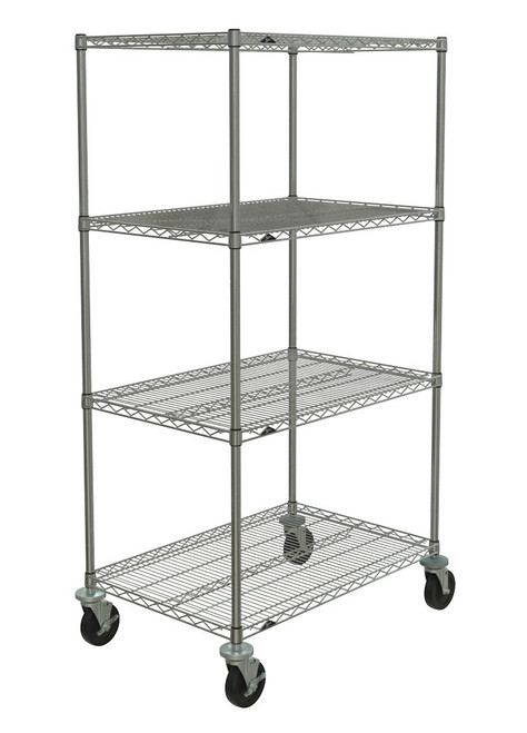 Metro N536BC 36" W Chrome Shelves & Chrome Plated Posts 600 Lbs. Capacity Super Erecta Stem Caster Cart Wire