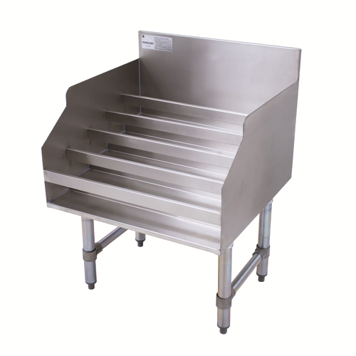 Advance Tabco LD-1824-X 24" W x 23" D 5 Steps Stainless Steel with 4" H Backsplash Special Value Liquor Bottle Display Unit