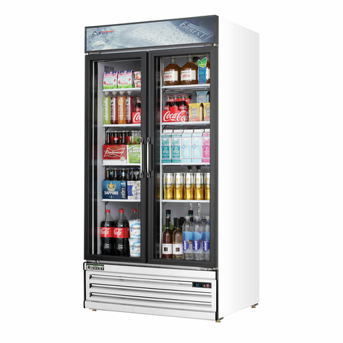Everest Refrigeration EMSGR33 39.38" W Two-Section Reach-In Glass Door Reach-In Glass Door Merchandiser Refrigeration
