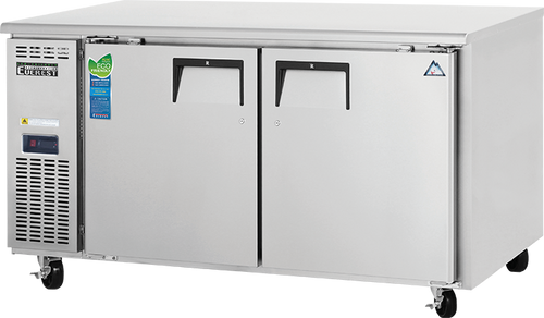 Everest Refrigeration ETWR2 59.25"W Two-Section Solid Door Undercounter/Worktop Refrigerator