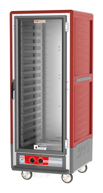 Metro C539-HFC-L C5 3 Series Red Full-Size Insulated Heated Holding Cabinet with Clear Door and Lip Load Slides - 120V