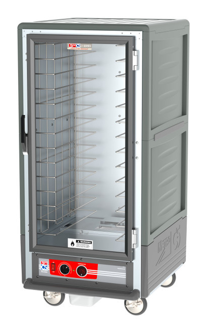 Metro C537-HFC-4-GY C5 3 Series Gray 3/4-Size Insulated Heated Holding Cabinet with Clear Door and Fixed Wire Slides - 120V