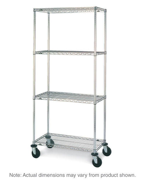 Metro N436BC 36" W Chrome Shelves & Chrome Plated Posts Super Erecta Stem Caster Cart Wire