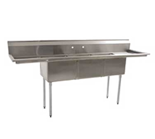Eagle Group BPS-1854-3-18-FE 85" - 96" Stainless Steel 3 Compartment Economy Sink 12" Deep