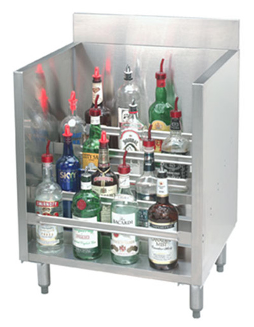 Advance Tabco CRLR-18-X 18" W 5 Steps Stainless Steel with 4" H Backsplash Special Value Liquor Bottle Display Unit