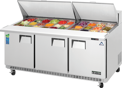Everest Refrigeration EPBR3 71.13" W Three-Section Three Door Sandwich Prep Table