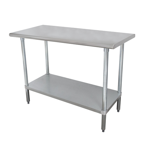 Advance Tabco ELAG-368-X 96" W x 36" D 16 Gauge 430 Stainless Steel Top Galvanized Adjustable Undershelf Work Table