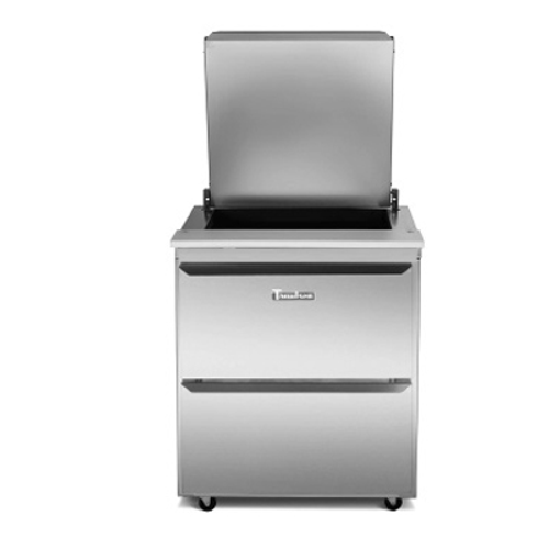 Traulsen UST328-D 32" W One-Section Two Drawer Dealer's Choice Compact Prep Table Refrigerator with low profile flat cover
