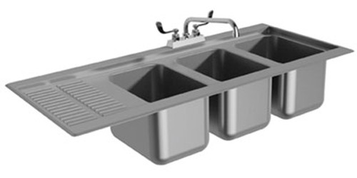 Advance Tabco DBS-43L-X 3 Compartment Stainless Steel Bar Sink 38"W x 19"D