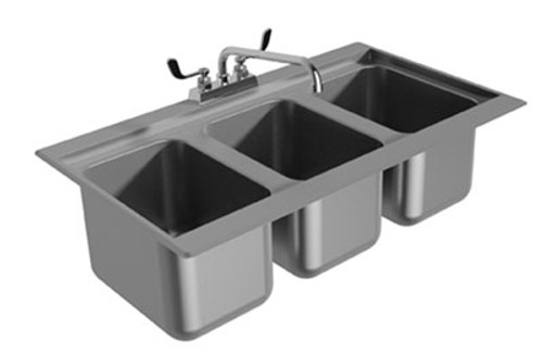 Advance Tabco DBS-3-X 3 Compartment Stainless Steel Bar Sink 38"W x 19"D