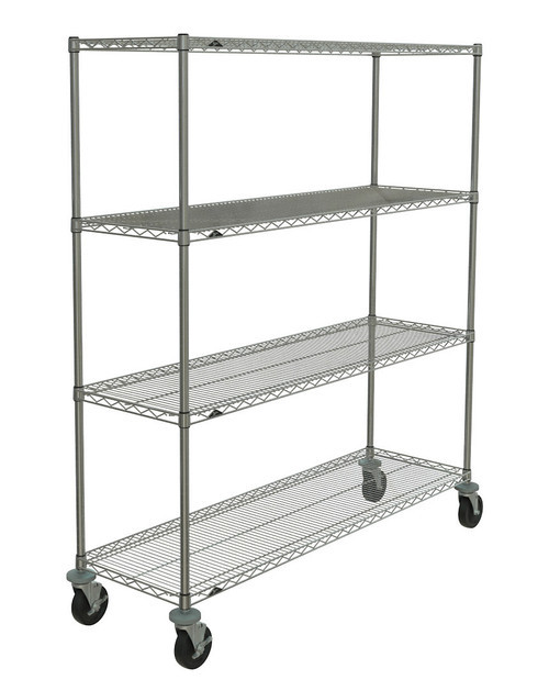 Metro N366BBR 60" W Super Erecta Brite Shelves & Chrome Plated Posts 600 Lbs. Capacity Super Erecta Stem Caster Cart Wire