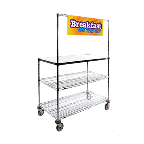 Metro GG2448 Grab n' Go Breakfast Cart 48"W x 24"D Stainless Steel Workstation and Serving Cart