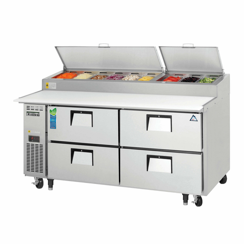 Everest Refrigeration EPPR2-D4 71" W Two-Section Drawered Pizza Prep Table