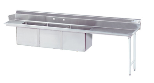 Advance Tabco DTC-3-1624-83R-X Stainless Steel 3 Compartment Left Drain Dishtable