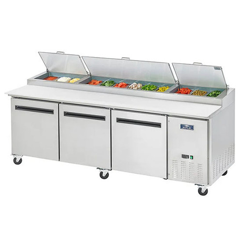Arctic Air APP94R 94" W Stainless Steel Three-Section Pizza Prep Table