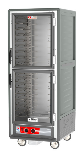 Metro C539-HDC-U-GY C5 3 Series Gray Full-Size Insulated Heated Holding Cabinet with Clear Dutch Doors and Universal Wire Slides - 120V