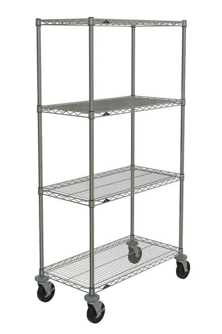 Metro N336BC 36" W Chrome Shelves & Chrome Plated Posts 600 Lbs. Capacity Super Erecta Stem Caster Cart Wire