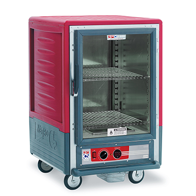 Metro C535-HLFC-S C5 3 Series Red Half-Size Insulated Low Wattage Heated Holding Cabinet with Clear Door and 2 Adjustable Wire Shelves - 120V