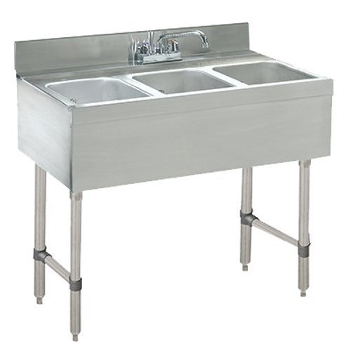Advance Tabco CRB-33C-X 36" W x 21" D Stainless Steel 3 Bowls Special Value Sink Unit