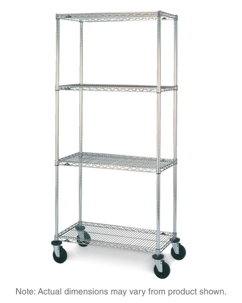 Metro N456BC 48" W Chrome Shelves & Chrome Plated Posts 600 Lbs. Capacity Super Erecta Stem Caster Cart Wire