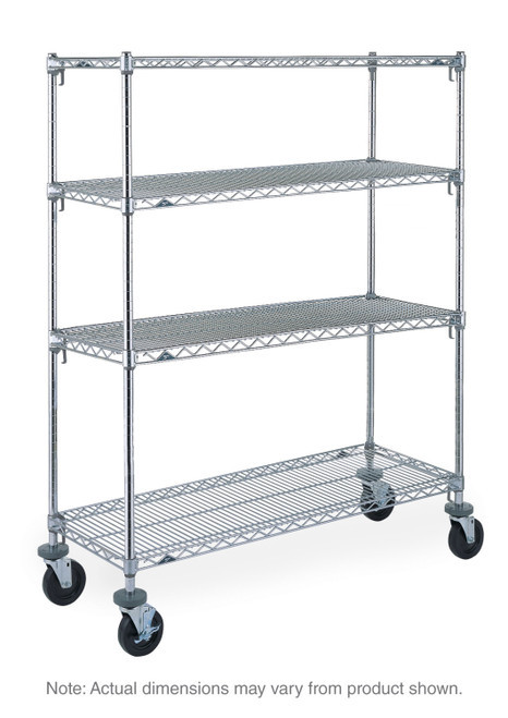 Metro A466EC Super Adjustable Super Erecta Stem Caster Cart Wire 60"W Chrome Shelves & Chrome Plated Posts 900 Lbs. Capacity