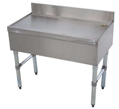 Advance Tabco CRD-12-X 12" W x 21" D Open Base 4" Splash Special Value Underbar Drainboard