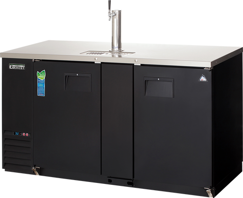 Everest Refrigeration EBD3-BB-24 68"W Two-Section Solid Door Black Bar & Direct Draw Keg Refrigerator Combo