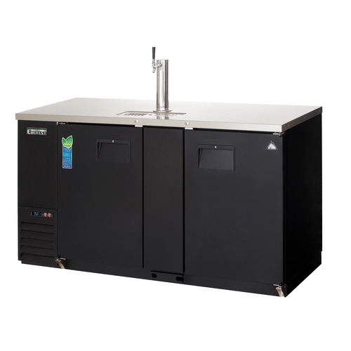 Everest Refrigeration EBD3-BB-24 68"W Two-Section Solid Door Black Bar & Direct Draw Keg Refrigerator Combo