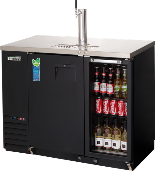 Everest Refrigeration EBDS2-BBG-24 49"W Two-Section Glass Door Back Bar & Direct Draw Keg Refrigerator Combo