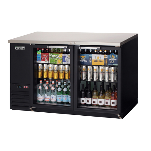 Everest Refrigeration EBB59G-24 57.75"W Two-Section Glass Door Back Bar Refrigerator