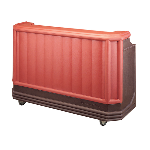 Cambro BAR730PMT189 72-3/4" Cambar Two-Tone Brown Mahogany Portable Bar with 7-Bottle Speed Rail