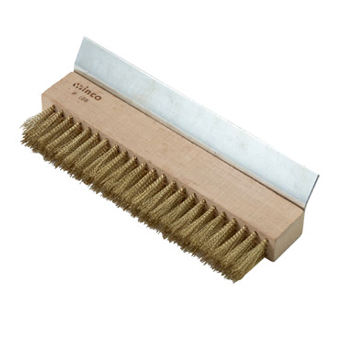 Winco BR-10 10-1/4" x 1-3/8" x 1-3/4" Brass Bristles Pizza Oven Brush
