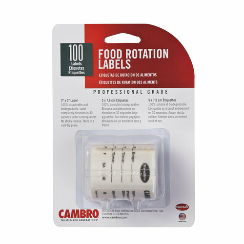 Cambro 23SL 2" x 3" White StoreSafe Food Rotation Label (20 Rolls Per Case)