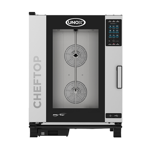 Unox XAVC-1011-GPR 10 Hotel Size Pan Right-to-Left Door Opening Natural Gas ChefTop MIND.Maps Plus Combi Oven - 75,000 BTU