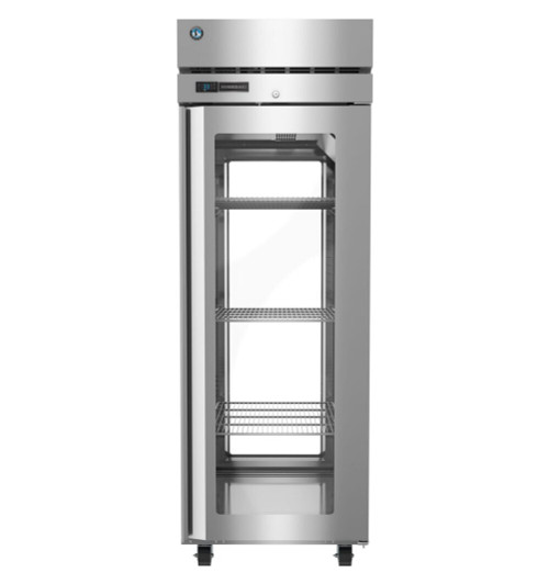 Hoshizaki PT1A-FGE-FGE Steelheart Series 27.5" W Stainless Steel One-Section Full Height Right Hinged Glass Door Pass-Thru Refrigerator - 115 Volts