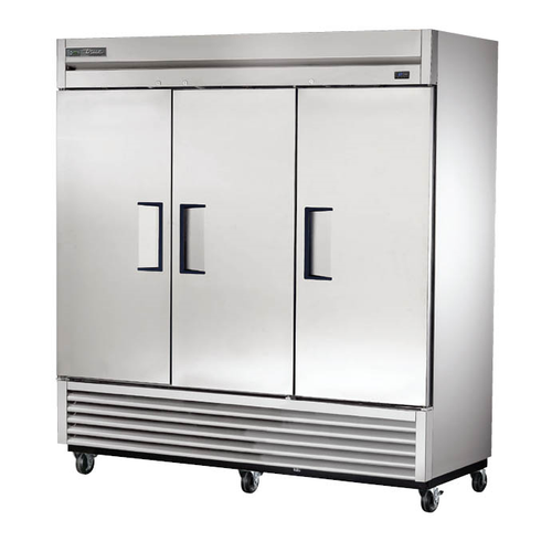 True T-72-HC 78.13" W Three-Section Stainless Steel Door Reach-In Refrigerator