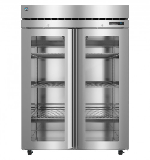 Hoshizaki R2A-FGE Steelheart Series 55" W Stainless Steel Two-Section 2 Full Height Hinged Glass Doors Reach-In Refrigerator - 115 Volts