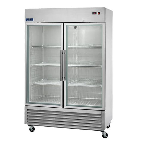 Arctic Air AGR49 54" W Stainless Steel Two-Section Glass Door Reach-In Refrigerator