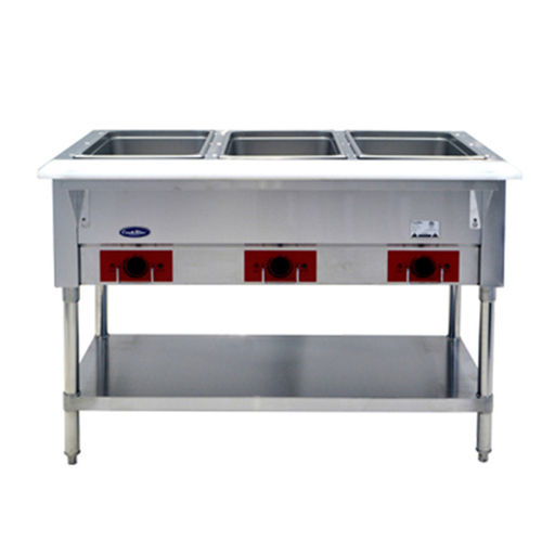 Atosa CSTEA-3 3 Pans Electric Open Shelf Base CookRite Steam Table - 120 Volts