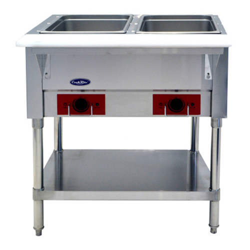 Atosa CSTEA-2 2 Pans Electric Open Shelf Base CookRite Steam Table - 120 Volts