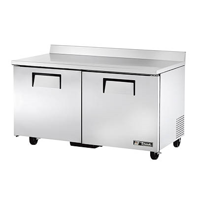 True TWT-60F-HC 60.38"W Two-Section Stainless Steel Door Work Top Freezer