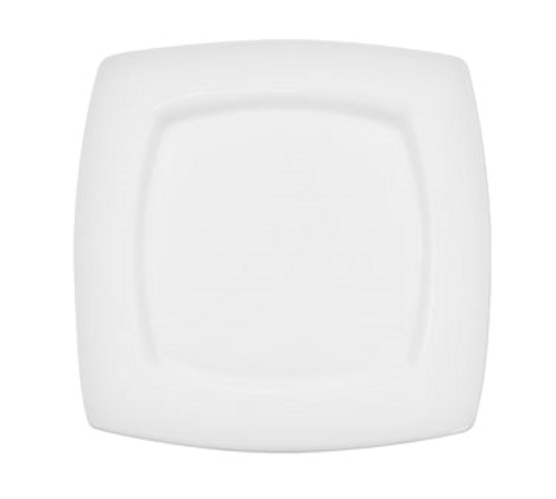 CAC China RCN-S8Q Super White Porcelain Square Clinton Plate (2 Dozen Per Case)