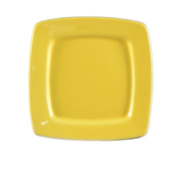 CAC China R-S6Q-Y Yellow Ceramic Square Clinton Plate (3 Dozen Per Case)