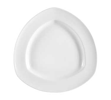 CAC China CPT-21 Super White Porcelain Triangular Camptown Plate (1 Dozen)